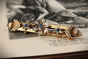 ANTIQUE WILLIS & Co c1880's AUSTRALIAN PASTE & SEED PEARL BROOCH 15ct GOLD