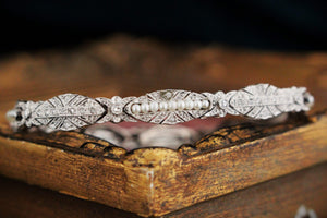 ART DECO DIAMOND & PEARL BRACELET 9ct GOLD