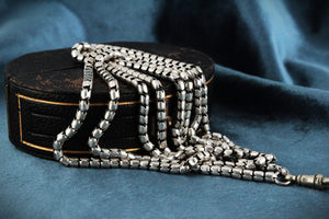 ANTIQUE c1900 EDWARDIAN STERLING SILVER LONG GUARD CHAIN