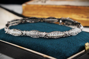 ART DECO DIAMOND & PEARL BRACELET 9ct GOLD