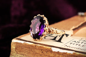 VINTAGE 1972 4.30ct SIBERIAN AMETHYST RING 9ct GOLD