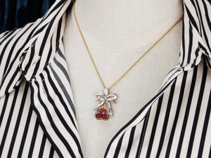 ANTIQUE VICTORIAN DIAMOND & TOURMALINE PENDANT 12ct GOLD & SILVER