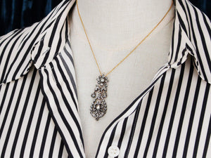 ANTIQUE GEORGIAN ROSE CUT DIAMOND PENDANT 12ct GOLD & SILVER