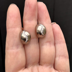 VINTAGE DOME DIAMOND EARRINGS 18ct WHITE GOLD
