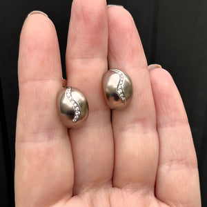 VINTAGE DOME DIAMOND EARRINGS 18ct WHITE GOLD