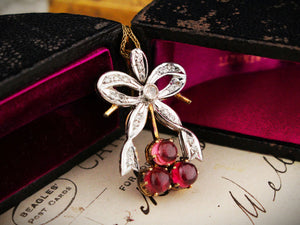 ANTIQUE VICTORIAN DIAMOND & TOURMALINE PENDANT 12ct GOLD & SILVER