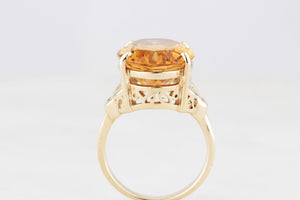 RETRO 10.70ct CITRINE COCKTAIL RING 9ct GOLD
