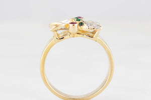 VINTAGE RUBY EMERALD & DIAMOND RING 18ct GOLD