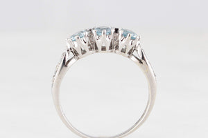 SWISS BLUE TOPAZ & DIAMOND RING 9ct GOLD