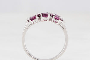 RHODOLITE GARNET & DIAMOND RING 9ct WHITE GOLD