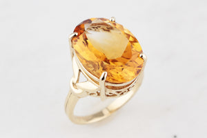 RETRO 10.70ct CITRINE COCKTAIL RING 9ct GOLD