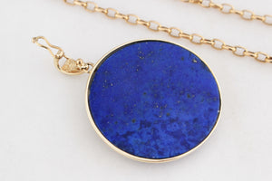 MODERN LAPIS LAZULI & DIAMOND PENDANT 9ct GOLD