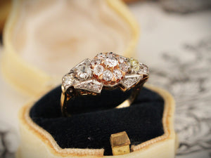 ANTIQUE c1915 1.29ct DIAMOND CLUSTER RING 18ct GOLD