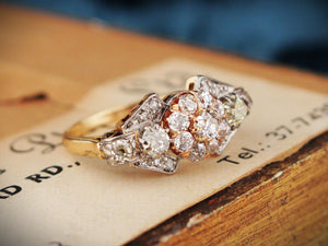 ANTIQUE c1915 1.29ct DIAMOND CLUSTER RING 18ct GOLD