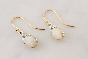 VINTAGE OPAL & DIAMOND EARRINGS 14ct GOLD