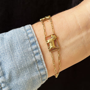 VINTAGE SCOTTY DOG LINK BRACELET 14ct GOLD