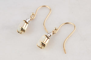VINTAGE OPAL & DIAMOND EARRINGS 14ct GOLD