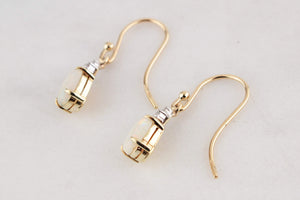 VINTAGE OPAL & DIAMOND EARRINGS 14ct GOLD
