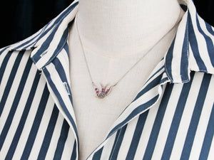 ANTIQUE RUBY & DIAMOND SWALLOW NECKLACE PLATINUM, 9ct GOLD & SILVER