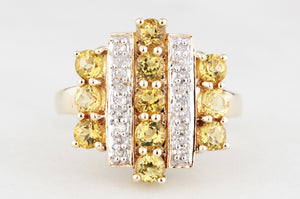 RETRO ART DECO INSPIRED CITRINE & DIAMOND RING 9ct GOLD