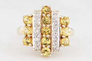 RETRO ART DECO INSPIRED CITRINE & DIAMOND RING 9ct GOLD