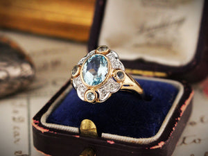 MODERN 2ct TOPAZ & DIAMOND COCKTAIL RING 9ct GOLD