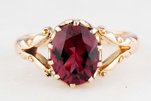 ANTIQUE VICTORIAN RHODOLITE GARNET RING 9ct GOLD