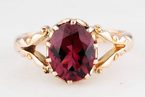 ANTIQUE VICTORIAN RHODOLITE GARNET RING 9ct GOLD