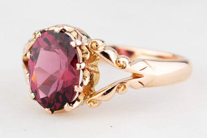 ANTIQUE VICTORIAN RHODOLITE GARNET RING 9ct GOLD