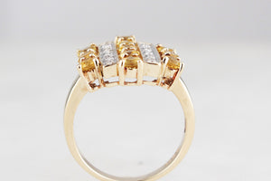 RETRO ART DECO INSPIRED CITRINE & DIAMOND RING 9ct GOLD