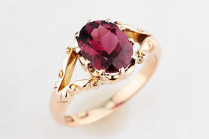 ANTIQUE VICTORIAN RHODOLITE GARNET RING 9ct GOLD
