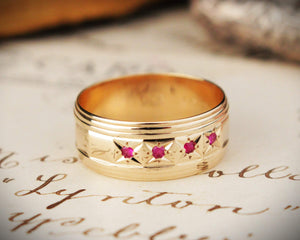 VINTAGE RUBY STARBURST RING 9ct GOLD