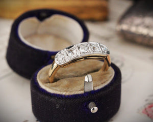 ANTIQUE ART DECO FIVE STONE .63ct DIAMOND RING 14ct GOLD