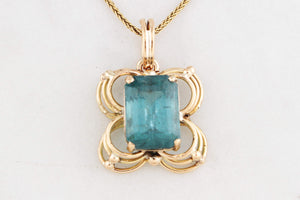VINTAGE 7.50ct TOURMALINE PENDANT 14ct GOLD