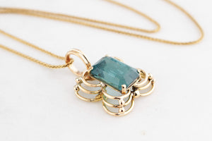 VINTAGE 7.50ct TOURMALINE PENDANT 14ct GOLD