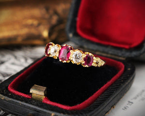 ANTIQUE EDWARDIAN RUBY & DIAMOND RING 18ct GOLD