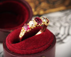 ANTIQUE EDWARDIAN RUBY & DIAMOND RING 18ct GOLD