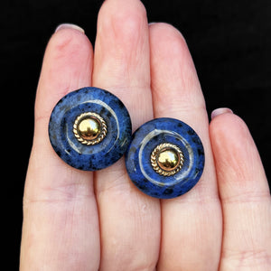 RETRO 80’s JASPER STATEMENT EARRINGS 9ct GOLD