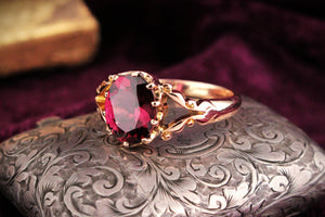 ANTIQUE VICTORIAN RHODOLITE GARNET RING 9ct GOLD