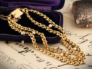 ANTIQUE EDWARDIAN PEARL BRACELET 15ct GOLD