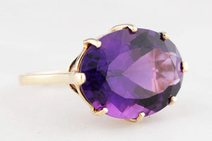 VINTAGE 11.90ct AMETHYST COCKTAIL RING 9ct GOLD
