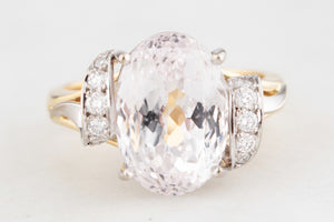 VINTAGE 7.90ct KUNZITE & DIAMOND RING 18ct GOLD
