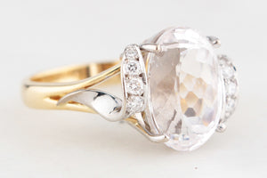 VINTAGE 7.90ct KUNZITE & DIAMOND RING 18ct GOLD