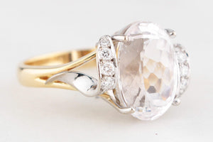 VINTAGE 7.90ct KUNZITE & DIAMOND RING 18ct GOLD