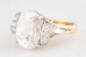 VINTAGE 7.90ct KUNZITE & DIAMOND RING 18ct GOLD