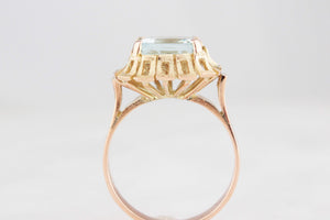 MID-CENTURY 3ct AQUAMARINE RING 9ct GOLD