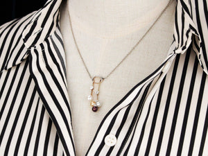 DECO DIAMOND & PEARL NECKLACE 9ct GOLD & PLATINUM
