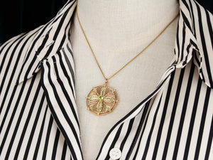 ANTIQUE EDWARDIAN PERIDOT & SEED PEARL PENDANT 9ct GOLD