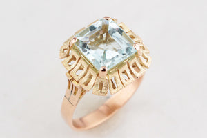 MID-CENTURY 3ct AQUAMARINE RING 9ct GOLD