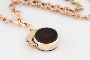 ANTIQUE VICTORIAN DOUBLE SIDED FOB SWIVEL PENDANT 9ct GOLD